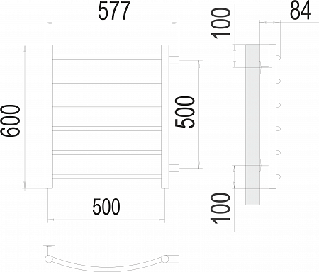 Классик П6 500х600 бп500 Полотенцесушитель  TERMINUS Ачинск - фото 3