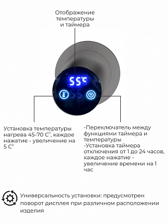 Рондо П2 350х760 электро Полотенцесушитель TERMINUS Оружейная сталь Ачинск - фото 5