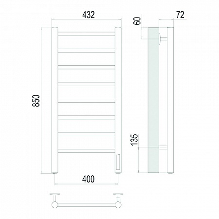 Аврора П8 400х850 электро Полотенцесушитель TERMINUS Золото браш Ачинск - фото 3